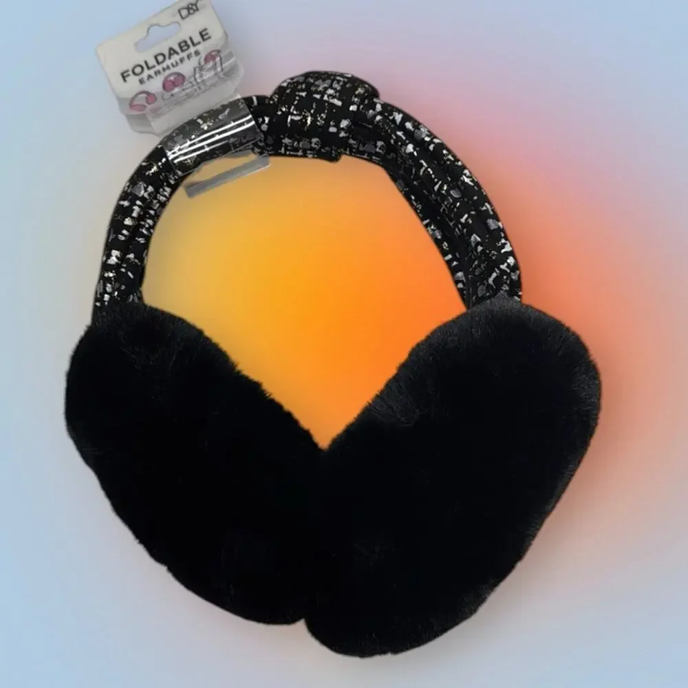 D&Y Women’s Black Fuzzy Foldable Earmuffs